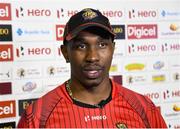 29 July 2016;  Dwayne Bravo of Trinbago Knight Riders during the post match interview after Match 26 of the Hero Caribbean Premier League match between St Kitts and Nevis Patriots and Trinbago Knight Riders at Central Broward Stadium in Lauderhill, Florida, United States of America. Photo by Randy Brooks/Sportsfile