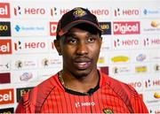 29 July 2016;  Dwayne Bravo of Trinbago Knight Riders during the post match interview after Match 26 of the Hero Caribbean Premier League match between St Kitts and Nevis Patriots and Trinbago Knight Riders at Central Broward Stadium in Lauderhill, Florida, United States of America. Photo by Randy Brooks/Sportsfile