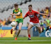 30 July 2016; Enda McCormick of Donegal in action against Aidan Browne of Cork during the Electric Ireland GAA Football All-Ireland Minor Championship Quarter-Final match between Donegal and Cork at Croke Park in Dublin. Photo by Oliver McVeigh/Sportsfile