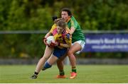 30 July 2016; Niamh Shanagher of Roscommon in action against Katie Bellew of Meath during the All Ireland Ladies Football Minor ‘B’ Championship Final 2016 match between Meath and Roscommon at St Loman's in Mullingar, Co Westmeath. Photo by Eóin Noonan/Sportsfile