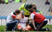 30 July 2016; Mark White of Cork being attended to with a first half injury for which he had to leave the field during the Electric Ireland GAA Football All-Ireland Minor Championship Quarter-Final match between Donegal and Cork at Croke Park in Dublin. Photo by Oliver McVeigh/Sportsfile