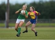 30 July 2016; Vikki Wall of Meath in action against Roisín Wynne of Roscommon during the All Ireland Ladies Football Minor ‘B’ Championship Final 2016 match between Meath and Roscommon at St Loman's in Mullingar, Co Westmeath. Photo by Eóin Noonan/Sportsfile