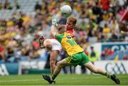 30 July 2016; Mark Buckley of Cork in action against Nathan Boyle of Donegal during the Electric Ireland GAA Football All-Ireland Minor Championship Quarter-Final match between Donegal and Cork at Croke Park in Dublin. Photo by Oliver McVeigh/Sportsfile