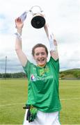 30 July 2016; Meath captain Marion Farrelly lifting the cup after the All Ireland Ladies Football Minor ‘B’ Championship Final 2016 match between Meath and Roscommon at St Loman's in Mullingar, Co Westmeath. Photo by Eóin Noonan/Sportsfile