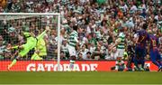 30 July 2016; Arda Turan of FC Barcelona scores his sides first goal during the International Champions Cup match between Glasgow Celtic and Barcelona at the Aviva Stadium in Dublin. Photo by David Maher/Sportsfile