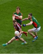 30 July 2016; Kieran Martin of Westmeath in action against Donal Vaughan, left, and Patrick Durcan of Mayo during the GAA Football All-Ireland Senior Championship Round 4B match between Westmeath and Mayo at Croke Park in Dublin. Photo by Daire Brennan/Sportsfile