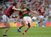 30 July 2016; Keith Higgins of Mayo scoring a point during the GAA Football All-Ireland Senior Championship Round 4B match between Westmeath and Mayo at Croke Park in Dublin. Photo by Oliver McVeigh/Sportsfile