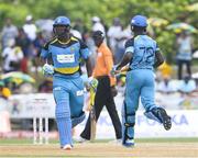 30 July 2016;  Johnson Charles (L) and Andre Fletcher (R) of St Lucia Zouks 50 run partnership during Match 27 of the Hero Caribbean Premier League match between St Lucia Zouks and Jamaica Tallawahs at Central Broward Stadium in Lauderhill, Florida, United States of America. Photo by Randy Brooks/Sportsfile