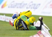 30 July 2016;  Kesrick Williams of Jamaica Tallawah failed attempt of stopping the ball from hitting the boundary during Match 27 of the Hero Caribbean Premier League match between St Lucia Zouks and Jamaica Tallawahs at Central Broward Stadium in Lauderhill, Florida, United States of America. Photo by Randy Brooks/Sportsfile