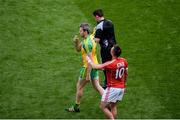 30 July 2016; Christy Toye of Donegal receives a yellow card for not wearing a gum shield during the GAA Football All-Ireland Senior Championship Round 4B match between Donegal and Cork at Croke Park in Dublin. Photo by Daire Brennan/Sportsfile