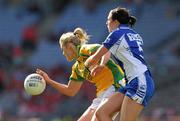 26 September 2010; Yvonne McMonagle, Donegal, in action against Louise Ryan, Waterford. TG4 All-Ireland Intermediate Ladies Football Championship Final, Donegal v Waterford, Croke Park, Dublin. Picture credit: Ray McManus / SPORTSFILE