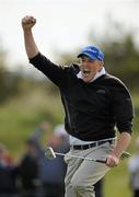 26 September 2010; David Mortimer celebrates after putting in an eagle on the Par 5 18th to win the Ladbrokes.com Irish PGA Championship. Ladbrokes.com Irish PGA Championship, Seapoint Golf Club, Co. Louth. Photo by Sportsfile