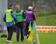 26 September 2010; Skryne manager Liam Harnan, right, shakes hands with Seneschalstown manager Damien Sheridan just before the final whistle. Meath County Senior Football Championship Final, Skryne v Seneschalstown, Pairc Tailteann, Navan, Co. Meath. Picture credit: Brian Lawless / SPORTSFILE