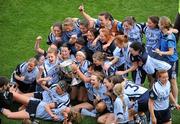 26 September 2010; The Dublin team celebrate with the Brendan Martin Cup after the game. TG4 All-Ireland Senior Ladies Football Championship Final, Dublin v Tyrone, Croke Park, Dublin. Picture credit: Brendan Moran / SPORTSFILE