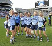 26 September 2010; Dublin players celebrate on the pitch after the game. TG4 All-Ireland Senior Ladies Football Championship Final, Dublin v Tyrone, Croke Park, Dublin. Picture credit: Dáire Brennan / SPORTSFILE