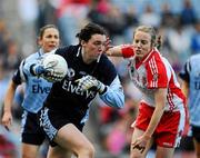 26 September 2010; Cl’odhna O'Connor, Dublin, in action against Cathy Donnelly, Tyrone. TG4 All-Ireland Senior Ladies Football Championship Final, Dublin v Tyrone, Croke Park, Dublin. Picture credit: Dáire Brennan / SPORTSFILE