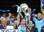 26 September 2010; Dublin captain Denise Masterson lifts the Brendan Martin Cup. TG4 All-Ireland Senior Ladies Football Championship Final, Dublin v Tyrone, Croke Park, Dublin. Picture credit: Dáire Brennan / SPORTSFILE