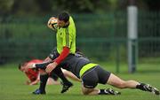 28 September 2010; Munster's Denis Leamy, left, is tackled by team-mate David Wallace during squad training ahead of their Celtic League match against Leinster on Saturday. Cork Institute of Technology, Bishopstown, Cork. Picture credit: Barry Cregg / SPORTSFILE