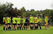 28 September 2010; A general view of the Munster squad receiving instructions from technical advisor Anthony Foley during training ahead of their Celtic League match against Leinster on Saturday. Cork Institute of Technology, Bishopstown, Cork. Picture credit: Barry Cregg / SPORTSFILE