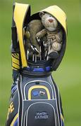 29 September 2010; Taking cover from the rain... Martin Kaymer's headcover for his driver sticks out of his golf bag. 2010 Ryder Cup - Practice Day, The Celtic Manor Resort, City of Newport, Wales. Picture credit: Matt Browne / SPORTSFILE