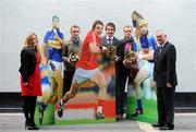 29 September 2010; Three players from this year's two All-Ireland title winners and a fourth from beaten football finalists Down collected the last of the 2010 GAA Player of the Month Awards, sponsored by Vodafone. Rosemary Steen, Head of Corporate Affairs at Vodafone, and Uachtarán Chumann Lúthchleas Gael Criostóir Ó Cuana with, from left, August recipient Tipperary hurler Noel McGrath, September recipients Cork footballer Aidan Walsh and Tipperary hurler Lar Corbett. Westbury Hotel, Dublin. Picture credit: Stephen McCarthy / SPORTSFILE