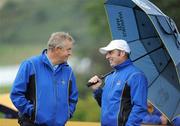 29 September 2010; Team captain Colin Montgomerie, left, shares a joke with vice captain Paul McGinley on the 6th tee box. 2010 Ryder Cup - Practice Day, The Celtic Manor Resort, City of Newport, Wales. Picture credit: Matt Browne / SPORTSFILE