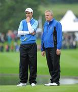 29 September 2010; European team captain Colin Montgomerie, right, and Ross Fisher on the 6th green. 2010 Ryder Cup - Practice Day, The Celtic Manor Resort, City of Newport, Wales. Picture credit: Matt Browne / SPORTSFILE