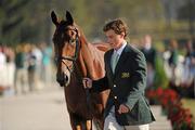 29 September 2010; Sam Watson and Horseware Bushman trot up during the First Horse Inspection before Dressage at the 2010 Alltech FEI World Equestrian Games. Kentucky Horse Park, Lexington, Kentucky, USA. Picture credit: Ray McManus / SPORTSFILE