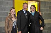 19 September 2010; RTE Gaelic Games Commentator Michéal O Muircheartaigh with his daughter Doireann, left, and Lisa Clancy, Director of Communications of the GAA, before commentating on his last All-Ireland Senior Championship Final after a career lasting 62 years. His first broadcast was the Railway Cup Final on St Patrick's Day 1949. GAA Football All-Ireland Senior Championship Final, Down v Cork, Croke Park, Dublin. Picture credit: Brendan Moran / SPORTSFILE