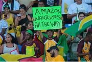 30 July 2016; A fan of the Guyana Amazon Warriors holds up a sign in support during the Hero Caribbean Premier League (CPL) Match 28 between Barbados Tridents and  Guyana Amazon Warriors at Central Broward Stadium in Fort Lauderdale, Florida, USA. Photo by Ashley Allen/Sportsfile