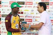 30 July 2016; Jason Mohammed of Guyana Amazon Warriors collects his man of the match award during the Hero Caribbean Premier League (CPL) Match 28 between Barbados Tridents and  Guyana Amazon Warriors at Central Broward Stadium in Fort Lauderdale, Florida, USA. Photo by Ashley Allen/Sportsfile