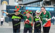 30 July 2016; Mayo supporters, left to right, Darragh Judge, aged 12, Rio Mortimer, aged 10, Leah Judge, aged 8, and Gemma Garvey, aged 13, from Crossboyne, Claremorris, Co Mayo, ahead of the GAA Football All-Ireland Senior Championship Round 4B match between Westmeath and Mayo at Croke Park in Dublin. Photo by Daire Brennan/Sportsfile