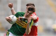 31 July 2016; David Shaw of Kerry in action against Shea Downey of Derry during the Electric Ireland GAA Football All-Ireland Minor Championship Quarter-Final match between Kerry and Derry at Croke Park in Dublin. Photo by Piaras Ó Mídheach/Sportsfile