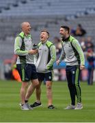 31 July 2016; Kerry players, from left, Kieran Donaghy, James O’Donoghue and Bryan Sheehan share a joke on the pitch prior to the GAA Football All-Ireland Senior Championship Quarter-Final match between Clare and Kerry at Croke Park in Dublin. Photo by Piaras Ó Mídheach/Sportsfile