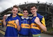 31 July 2016; Tipperary supporters, left to right, Patrick O'Brien, from Nenagh, Co Tipperary, Darren McGrath, from Nenagh, Co Tipperary, and Eoin Maher, from Kildangan, Co Tipperary, ahead of the GAA Football All-Ireland Senior Championship Quarter-Final match between Galway and Tipperary at Croke Park in Dublin. Photo by Daire Brennan/Sportsfile