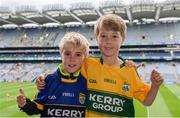 31 July 2016; Kerry supporters Ruán, left, age 7, and Fionn Houlihan, age 8, from Ballyduff, in attendance at the GAA Football All-Ireland Senior Championship Quarter-Final match between Clare and Kerry at Croke Park in Dublin. Photo by Piaras Ó Mídheach/Sportsfile