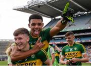 31 July 2016; Stefan Okunbar and Michael Potts, bottom, of Kerry celebrate after the Electric Ireland GAA Football All-Ireland Minor Championship Quarter-Final match between Kerry and Derry at Croke Park in Dublin. Photo by Piaras Ó Mídheach/Sportsfile
