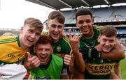 31 July 2016; Kerry players, from left to right, Billy Courtney, Niall Donohue, Micheal O Riada, Stephen Okunbar and Michael Potts, celebrate after the Electric Ireland GAA Football All-Ireland Minor Championship Quarter-Final match between Kerry and Derry at Croke Park in Dublin. Photo by Piaras Ó Mídheach/Sportsfile