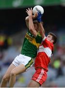 31 July 2016; David Shaw of Kerry in action against Gearóid McLaughlin of Derry during the Electric Ireland GAA Football All-Ireland Minor Championship Quarter-Final match between Kerry and Derry at Croke Park in Dublin. Photo by Eóin Noonan/Sportsfile