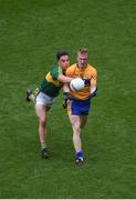 31 July 2016; Pearse Lillis of Clare in action against Brian Ó Beaglaoich of Kerry during the GAA Football All-Ireland Senior Championship Quarter-Final match between Clare and Kerry at Croke Park in Dublin. Photo by Daire Brennan/Sportsfile
