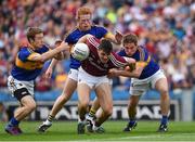31 July 2016; Damien Comer of Galway in action against Brian Fox, left, Josh Keane and Bill Maher of Tipperary during the GAA Football All-Ireland Senior Championship Quarter-Final match between Galway and Tipperary at Croke Park in Dublin. Photo by Ray McManus/Sportsfile