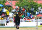 31 July 2016; Lendl Simmons of St Kitts and Nevis Patriots loses his bat during Match 29 of the Hero Caribbean Premier League match between Trinbago Knight Riders and St Kitts and Nevis Patriots at Central Broward Stadium in Lauderhill, Florida, United States of America. Photo by Randy Brooks/Sportsfile.
