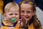 31 July 2016; Clare supporters Sean Moran, 16 months, and his sister Hannah, 8 years, from Corofin, before the GAA Football All-Ireland Senior Championship Quarter-Final match between Kerry and Clare at Croke Park in Dublin. Photo by Ray McManus/Sportsfile