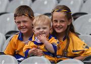 31 July 2016; Clare supporters Sean Moran, 16 months, and his brother Darragh, 6 years, and his sister Hannah, 8, from Corofin, before the GAA Football All-Ireland Senior Championship Quarter-Final match between Kerry and Clare at Croke Park in Dublin. Photo by Ray McManus/Sportsfile