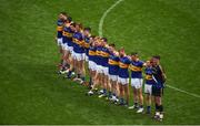 31 July 2016; The Tipperary team stand together for the national anthem ahead of the GAA Football All-Ireland Senior Championship Quarter-Final match between Galway and Tipperary at Croke Park in Dublin. Photo by Daire Brennan/Sportsfile