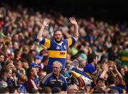 31 July 2016; Tipperary supporters in the Cusack Stand celebrate a goal for their side during the GAA Football All-Ireland Senior Championship Quarter-Final match between Galway and Tipperary at Croke Park in Dublin. Photo by Ray McManus/Sportsfile