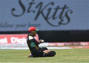 31 July 2016;  Faf du Plessis of St Kitts and Nevis Patriots takes the catch to dismiss William Perkins of Trinbago Knight Riders during Match 29 of the Hero Caribbean Premier League match between Trinbago Knight Riders and St Kitts and Nevis Patriots at Central Broward Stadium in Lauderhill, Florida, United States of America. Photo by Randy Brooks/Sportsfile