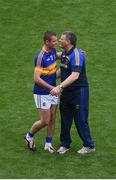31 July 2016; Tipperary manager Liam Kearns celebrates with Alan Moloney of Tipperary after the GAA Football All-Ireland Senior Championship Quarter-Final match between Galway and Tipperary at Croke Park in Dublin. Photo by Daire Brennan/Sportsfile