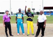 31 July 2016; Chris Gayle tosses the coin during Match 30 of the Hero Caribbean Premier League match between Jamaica Tallawahs v St Lucia Zouks at Central Broward Stadium in Lauderhill, Florida, United States of America. Photo Ashley Allen/Sportsfile