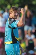 31 July 2016; Shane Watson celebrates dismissing Chris Gayle during Match 30 of the Hero Caribbean Premier League match between Jamaica Tallawahs v St Lucia Zouks at Central Broward Stadium in Lauderhill, Florida, United States of America. Photo Ashley Allen/Sportsfile